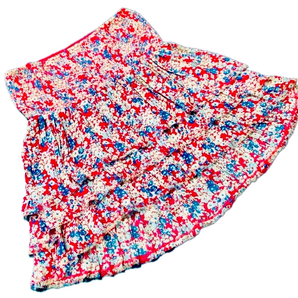 Vintage Free People Strapless Floral Tube Top/Skirt Tiered Front/Back Raw Hem - Picture 8 of 15